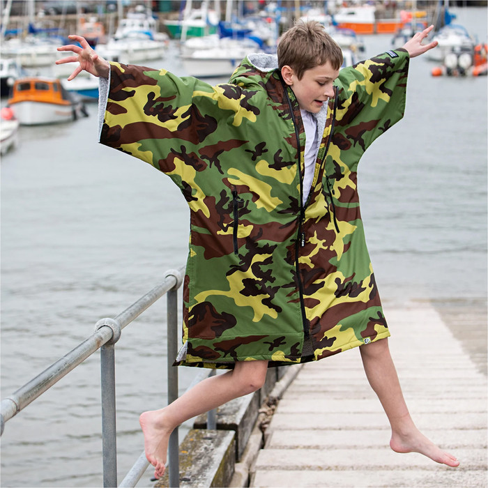 2024 Dryrobe Junior Advance Cambio De Manga Corta Robe V3 V3KSS - Camo / Grey